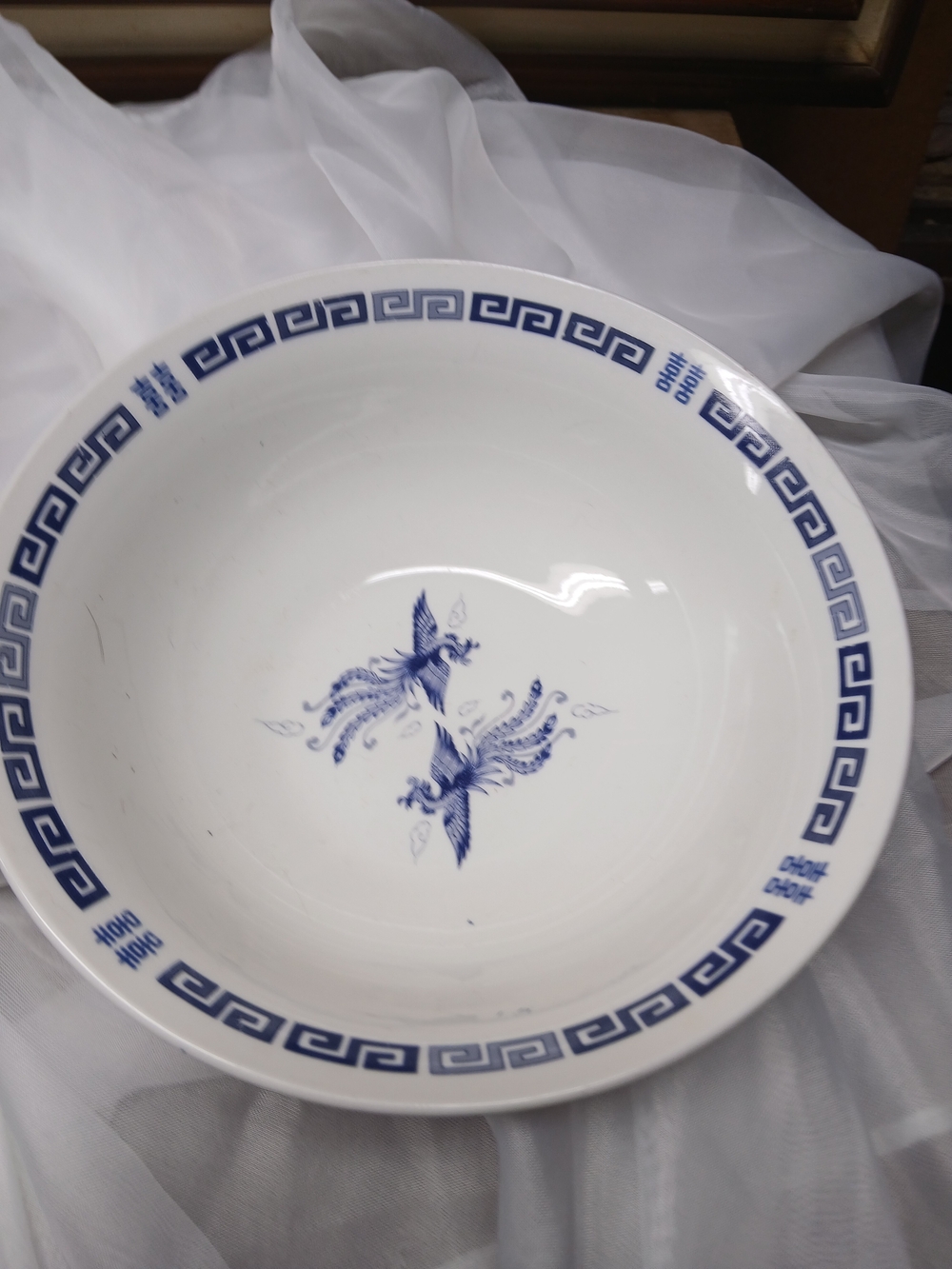 Blue White Decorative Porcelain Serving Bowl